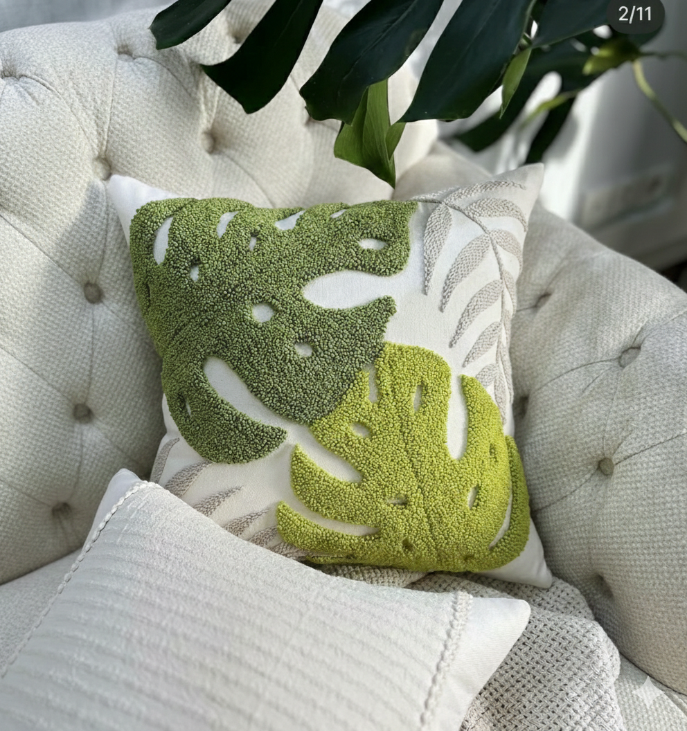 Monstera kırlent kılıfı